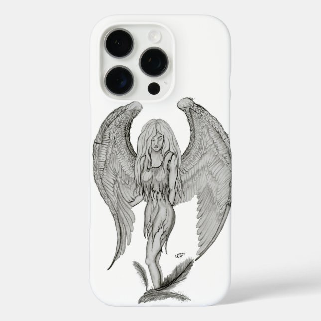 Engel - Schwarz-Weiß-Design Case-Mate iPhone Hülle (Rückseite)