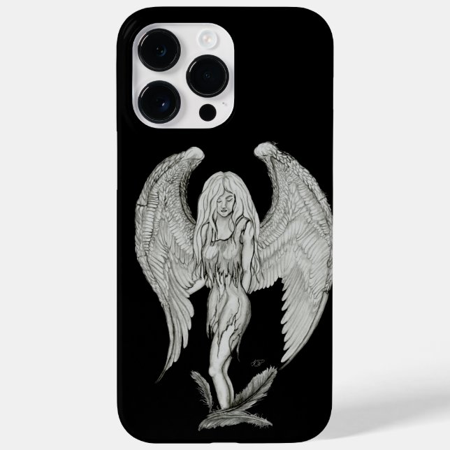 Engel - Schwarz-Weiß-Design Case-Mate iPhone Hülle (Rückseite)