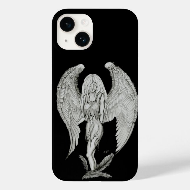 Engel - Schwarz-Weiß-Design Case-Mate iPhone Hülle (Rückseite)