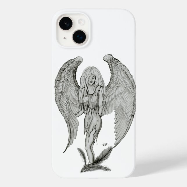 Engel - Schwarz-Weiß-Design Case-Mate iPhone Hülle (Rückseite)