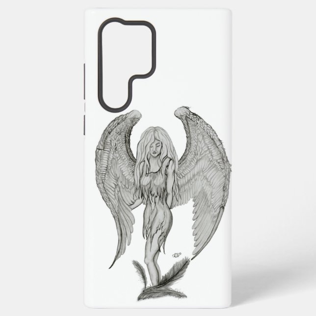Engel - Schwarz-Weiß-Design Samsung Galaxy Hülle (Rückseite)