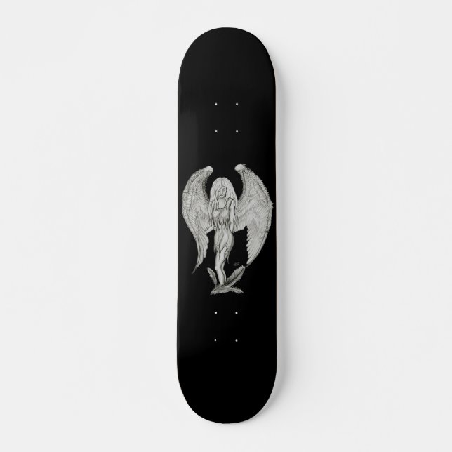 Engel - Schwarzweiß-Design Skateboard (Vorne)