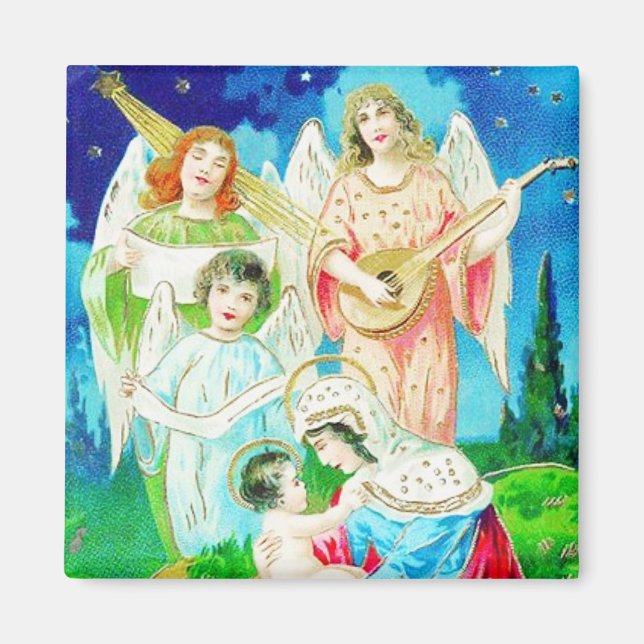 Engel singen Vintage Magnet (Vorne)