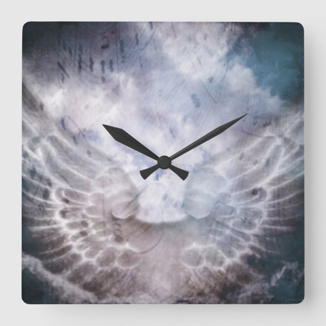 Engel Song Quadratische Wanduhr (Vorderseite)