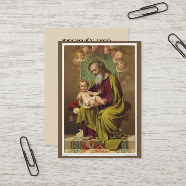 Engel St Joseph Jesus Memorare Gebet Visitenkarte (Vorderseite/Rückseite Beispiel)