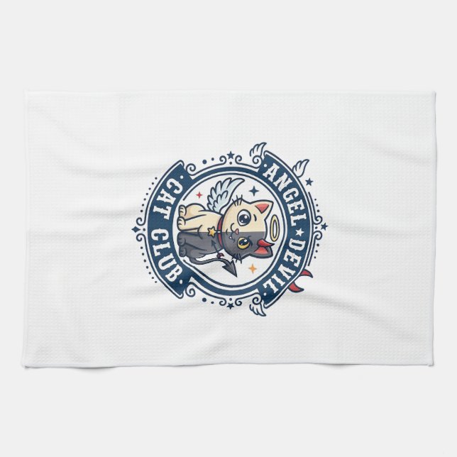 Engel Teufel Katze Katze Mama Geschenk Idee - Enge Geschirrtuch (Horizontal)