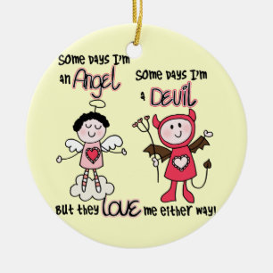 Engel-Teufel Keramik Ornament