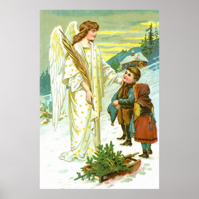 Engel und Kinder zu Weihnachten Poster (Vorne)