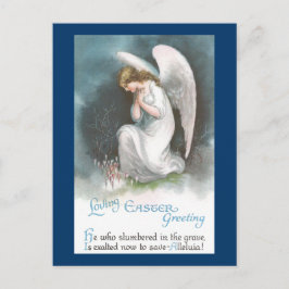 Engel und Krokus-Blumen Vintages Ostern Feiertagspostkarte