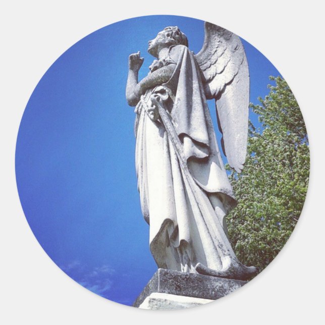 Engel und leuchtend blauer Himmel Runder Aufkleber (Vorderseite)