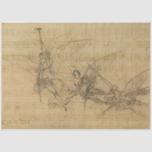 Engel und Musikdekoupage Seidenpapier (Vorderseite)