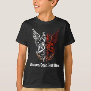 Engel und Teufel halb Himmel gesandt Hölle gewillt T-Shirt