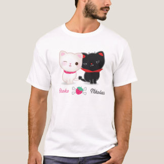 Engel und Teufel-Katzen-grundlegendes T-Shirt