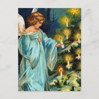 "Engel und Weihnachtsbaum" Vintag Feiertagspostkarte