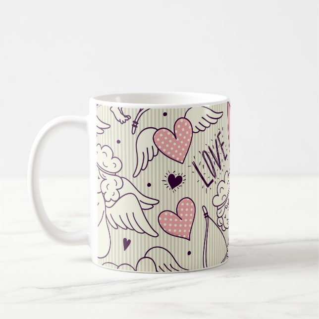 Engel, Valentinstag, Liebesmuster. Kaffeetasse (Links)