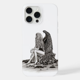 Engel, verloren in Gedanken, Schwarz-Weiß-Design iPhone 15 Pro Max Hülle
