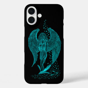 Engel verloren in Liebe, Schwarz und Grün Design iPhone 16 Plus Hülle