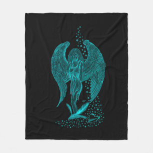 Engel verloren in Liebe, Schwarz und Grün Design Fleecedecke