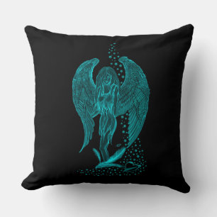 Engel verloren in Liebe, Schwarz und Grün Design Kissen