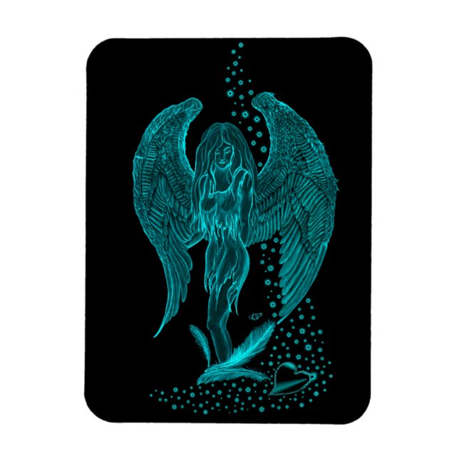 Engel verloren in Liebe, Schwarz und Grün Design Magnet (Vertikal)