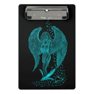 Engel verloren in Liebe, Schwarz und Grün Design Mini Klemmbrett