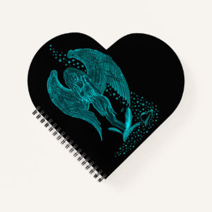 Engel verloren in Liebe, Schwarz und Grün Design Notizbuch