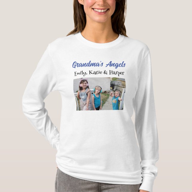 Engel von Oma | Personalisiertes Foto und Namen T-Shirt (Vorderseite)