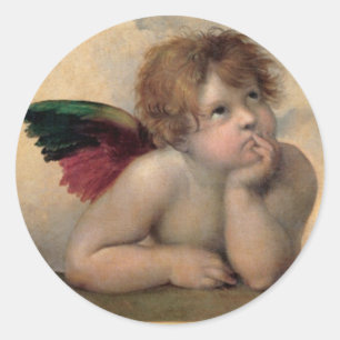 Engel von Sistine Madonna durch RAPHAEL Runder Aufkleber