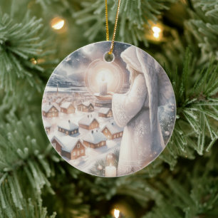 Engel wachen über dich nordischer Stil Weihnachten Keramik Ornament
