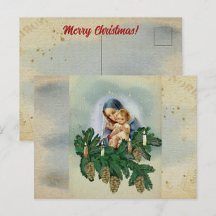 Engel Weihnachten Mery und Jesus im Kerzenlicht Postkarte