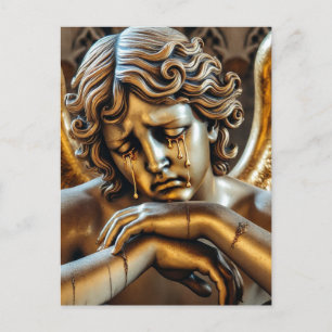 Engel weinend goldene Tränen Postkarte
