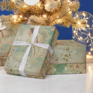 Engel Weiße Blumen Blauer Himmel Geschenkpapier