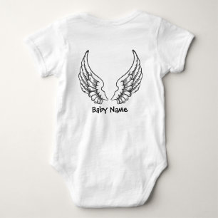 Engel Wings Baby-Namensbodysuit-Schwarzes Baby Strampler