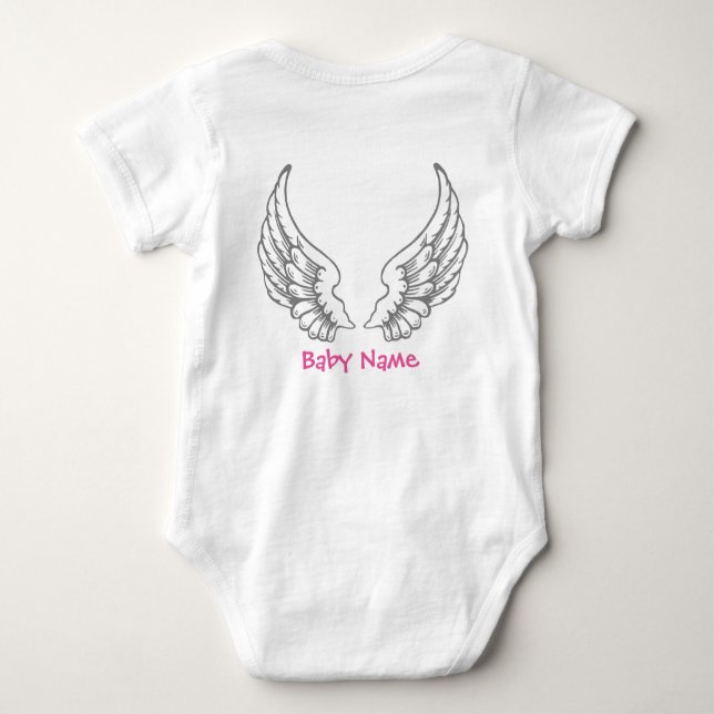 Engel Wings Baby-rosa Bodysuit-Namensgrau Baby Strampler (Rückseite)