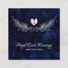 *~* Engel Wings Starry Crystal Heart Night Sky Quadratische Visitenkarte