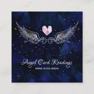 *~* Engel Wings Starry Crystal Heart Night Sky Quadratische Visitenkarte