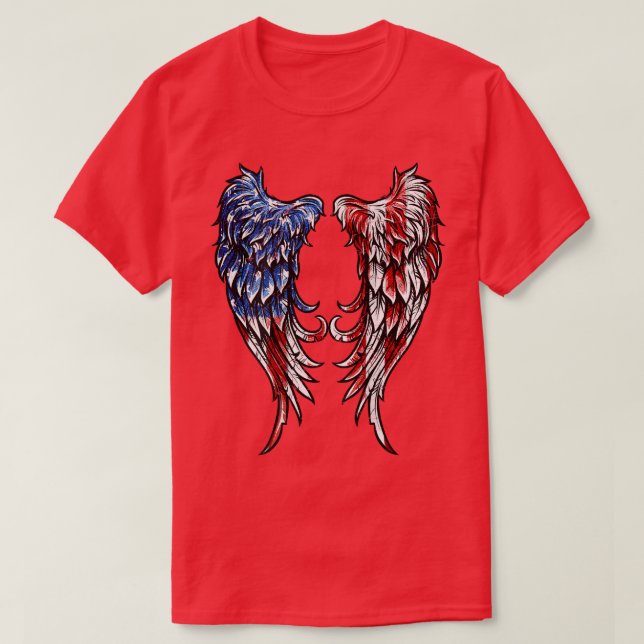 Engel Wings von der amerikanischen Flagge T-Shirt (Design vorne)