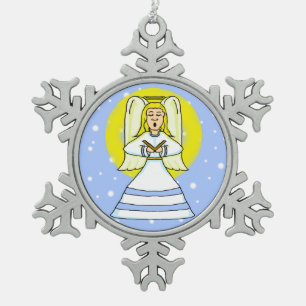 Engel-Zinn-Weihnachtsbaumanhänger Schneeflocken Zinn-Ornament