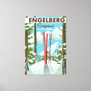 Engelberg Schweiz Ski-Poster Leinwanddruck