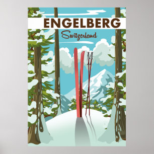 Engelberg Schweiz Ski-Poster Poster