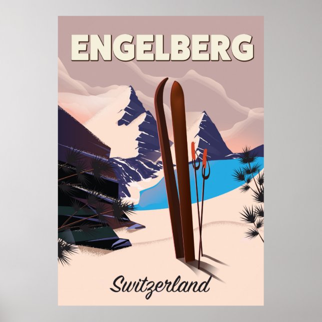 Engelberg Schweiz Skifahrplakat Poster (Vorne)