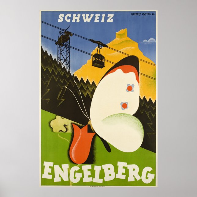 Engelberg, Schweiz, Skiplakat Poster (Vorne)