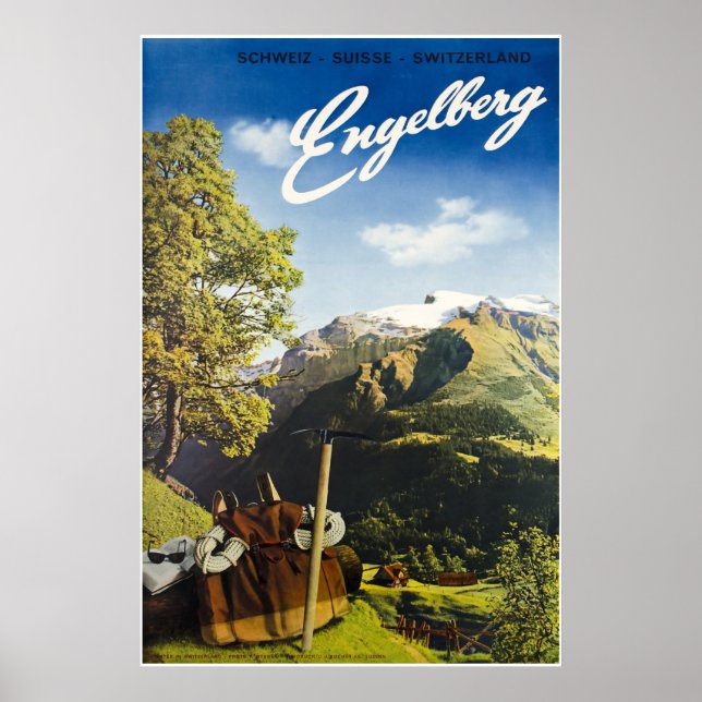 Engelberg, Schweiz, Skiplakat Poster (Vorne)