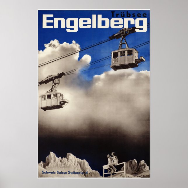 Engelberg, Schweiz, Skiplakat Poster (Vorne)