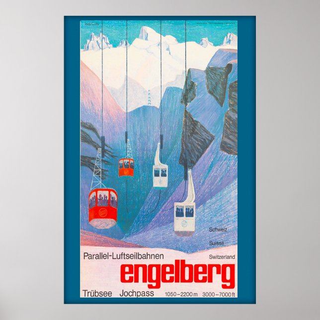 Engelberg Schweiz, Skiposter Poster (Vorne)