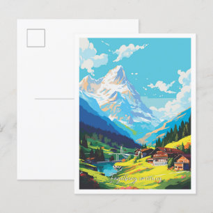 Engelberg Schweiz Vintage-Reiseillustration Postkarte