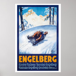 Engelberg Switzerland Winter Sport Vintage Ski Poster