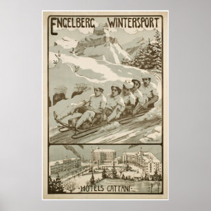 Engelberg Wintersport, die Schweiz, Ski-Plakat Poster