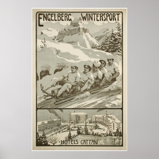 Engelberg Wintersport, Schweiz, Skiposter Poster (Vorne)