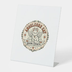 Engelcore-Katze Engelcore-Katze Vintage-Vektor-Art Sockelschild
